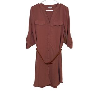 Envy Mauve Button-Down Midi Dress